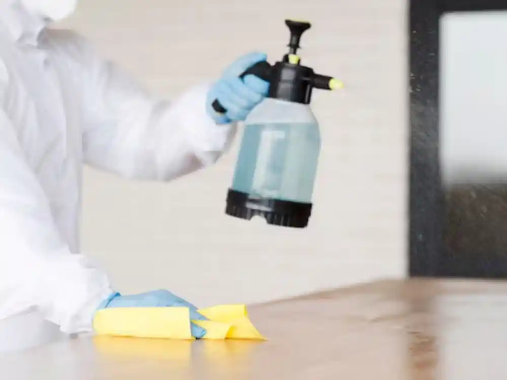 Sanitizing/fogging equipment or antimicrobial spray application on a hard-surface floor — Sewage Backup Cleanup Sanitation in Fairfax, VA